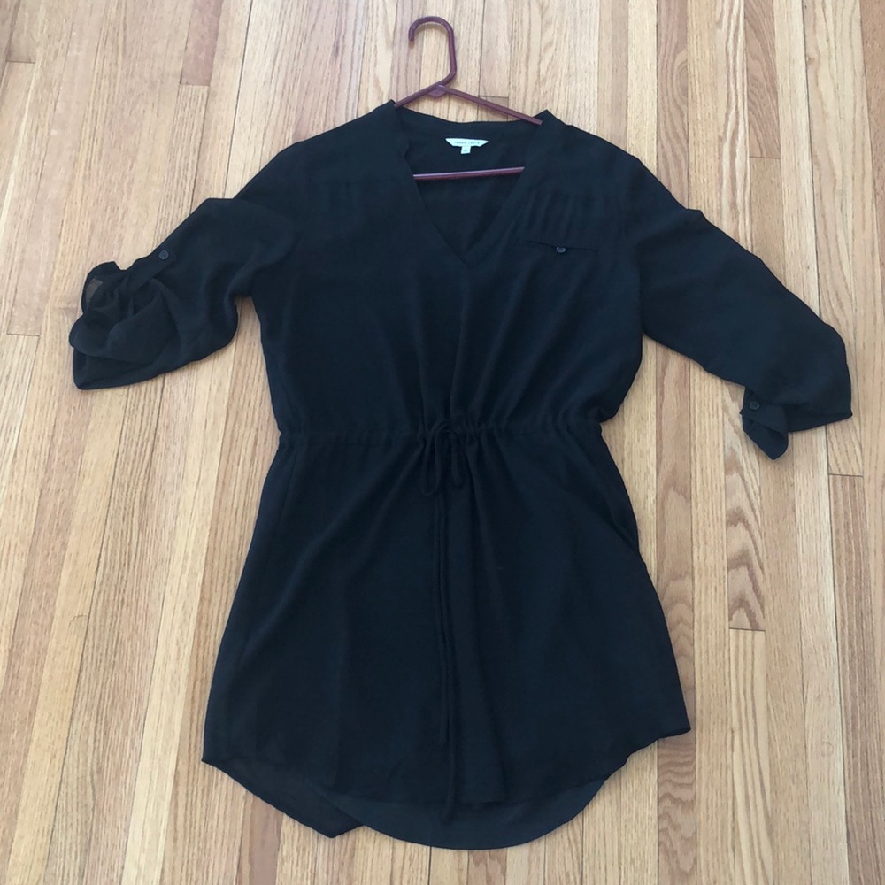 Black long sleeve chiffon dress